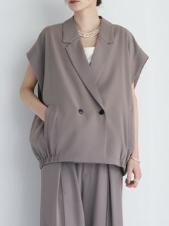 [4263-623MK] オーバーフォルムダブルジレ モカ