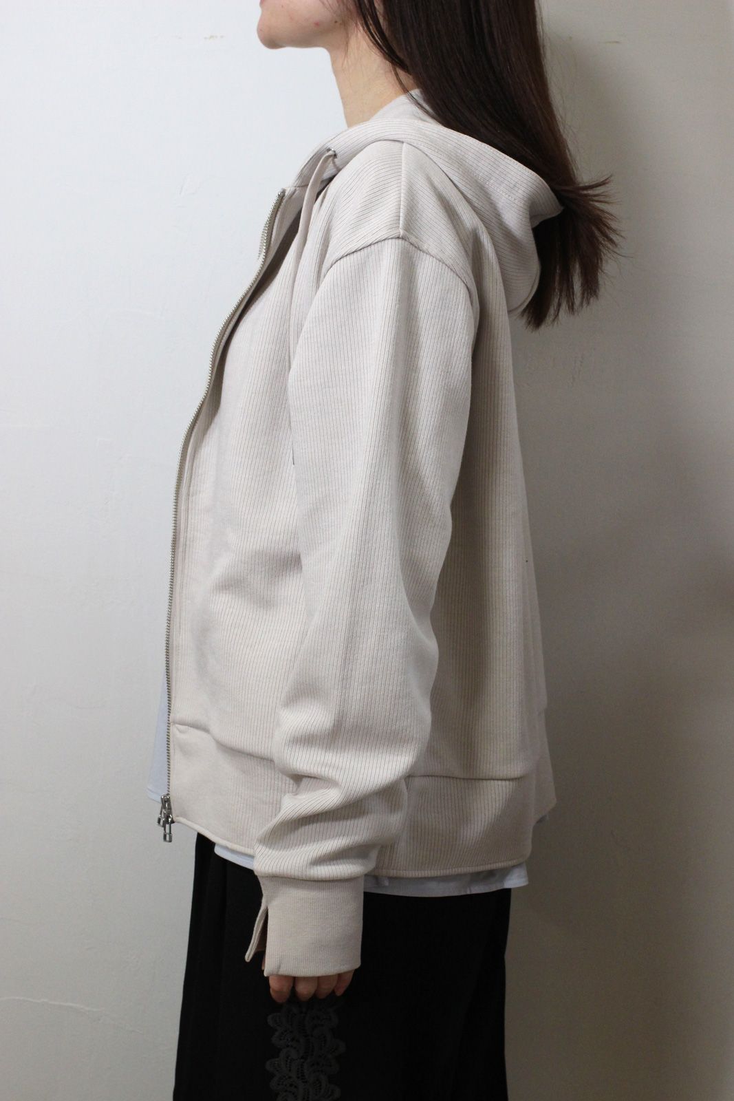 リブダブルジップパーカー キナリ