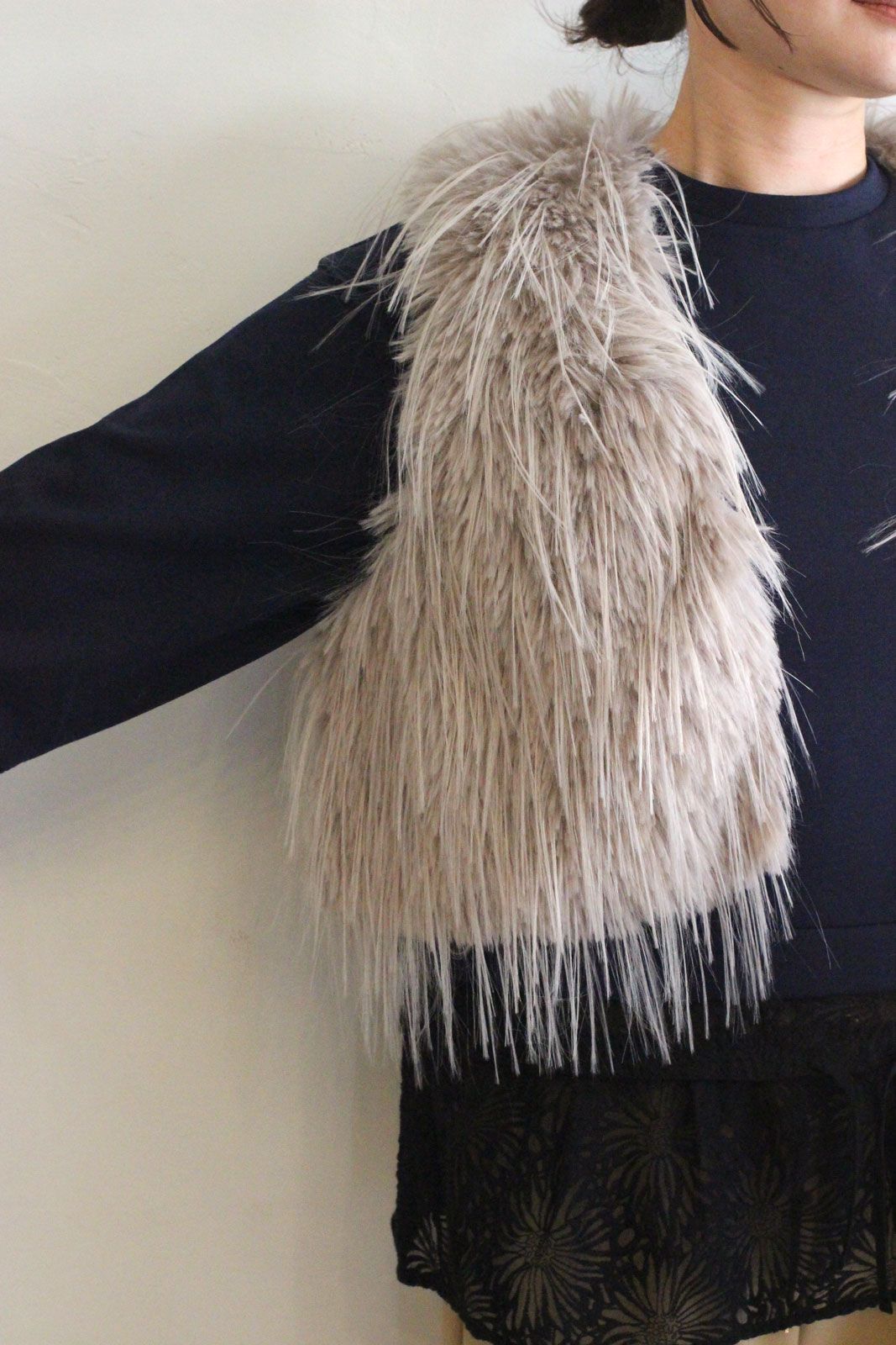 ロングファーニットベスト ライトグレー