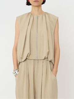 [4261-025MK] ダブルジップバルーンジレ ベージュ