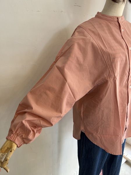 近江晒50sブロード袖ボリュームシャツ ピンク