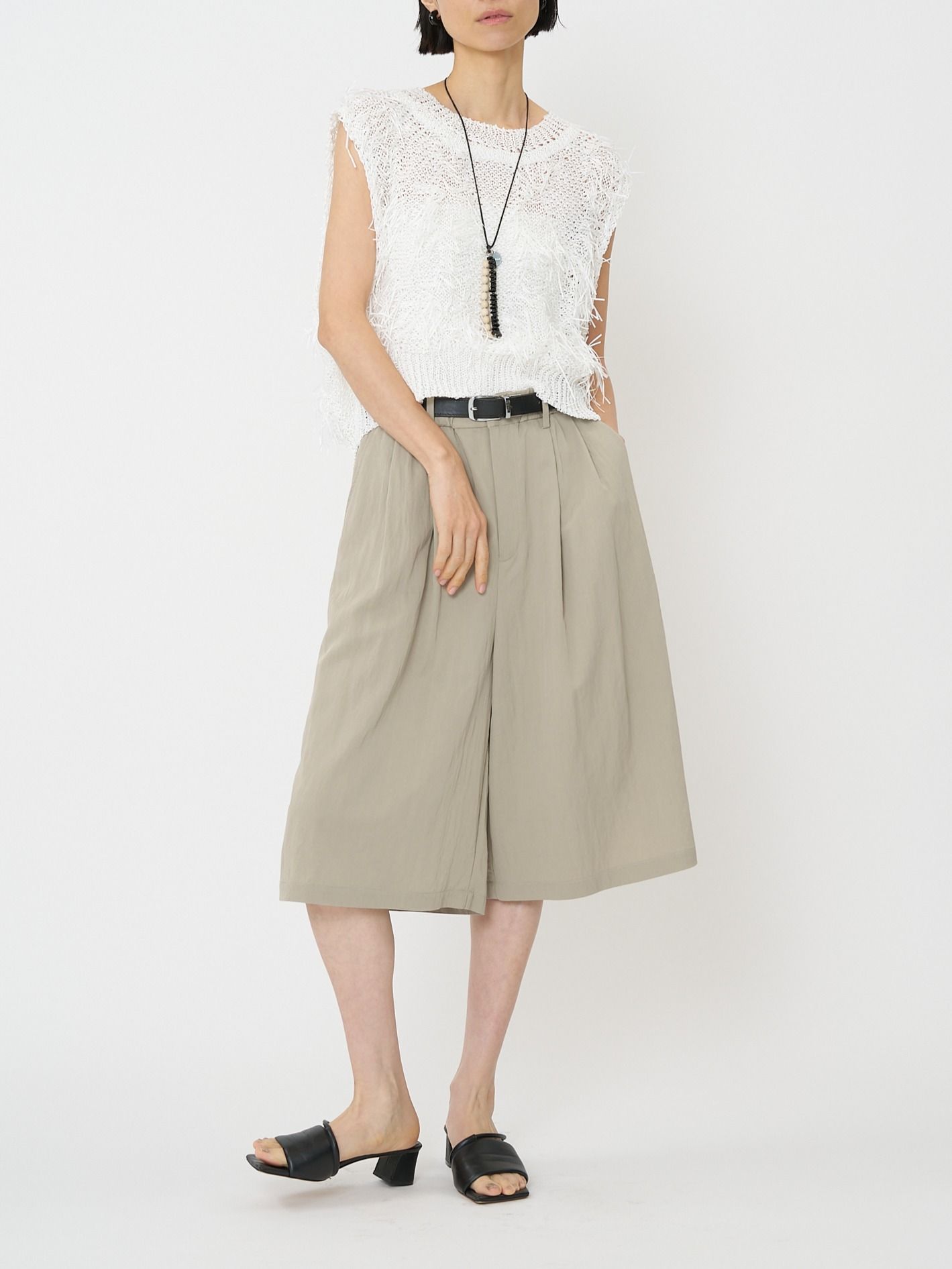 [9261-091GS] カットJQフリンジニットベスト オフホワイト