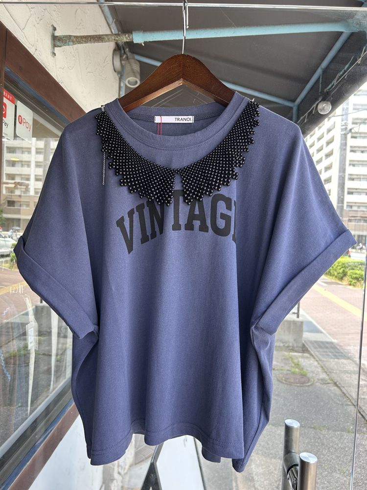 pearl necklace VINTAGE Tee ネイビー