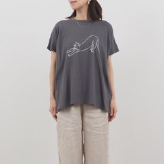 のび猫Tシャツ カーキグレー