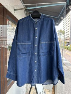 6ozテンセルデニムオーバーシャツ ブルー