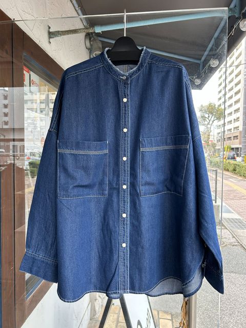 6ozテンセルデニムオーバーシャツ ブルー