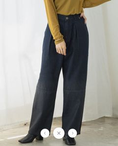 箔プリントルーズデニムパンツ ワンウォッシュ