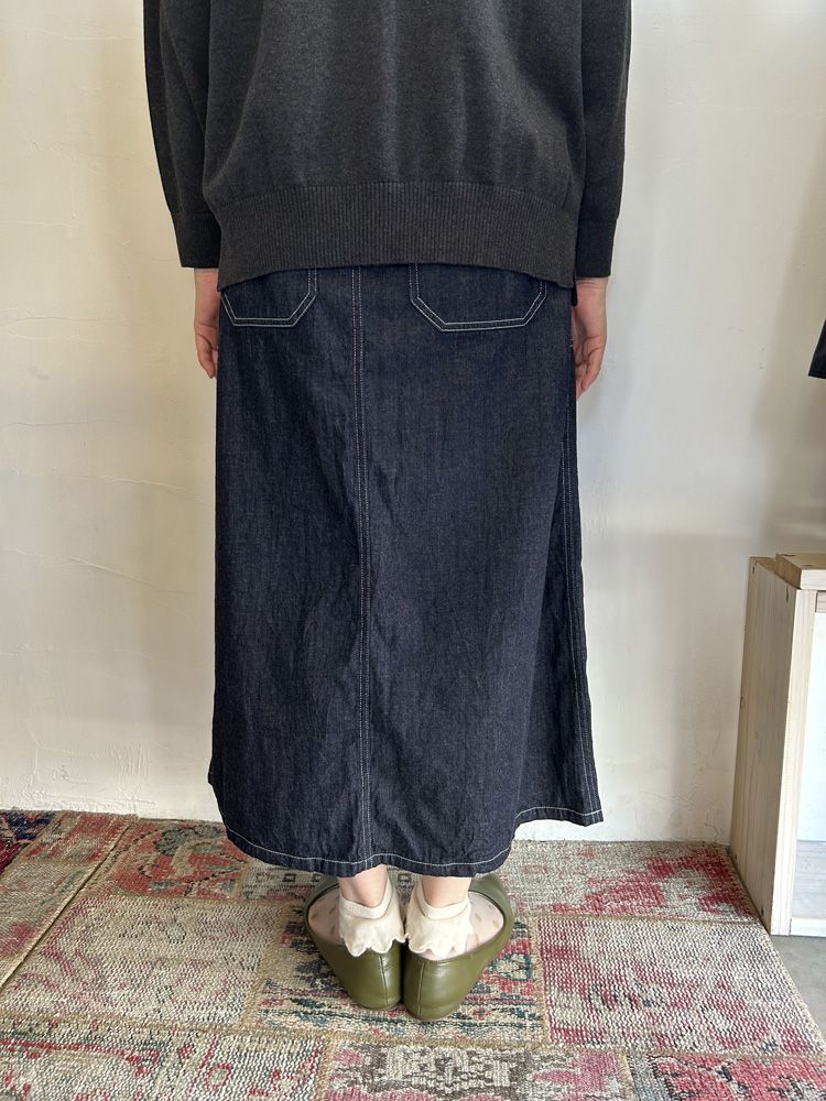 8ozムラデニム ベイカースカート インディゴ