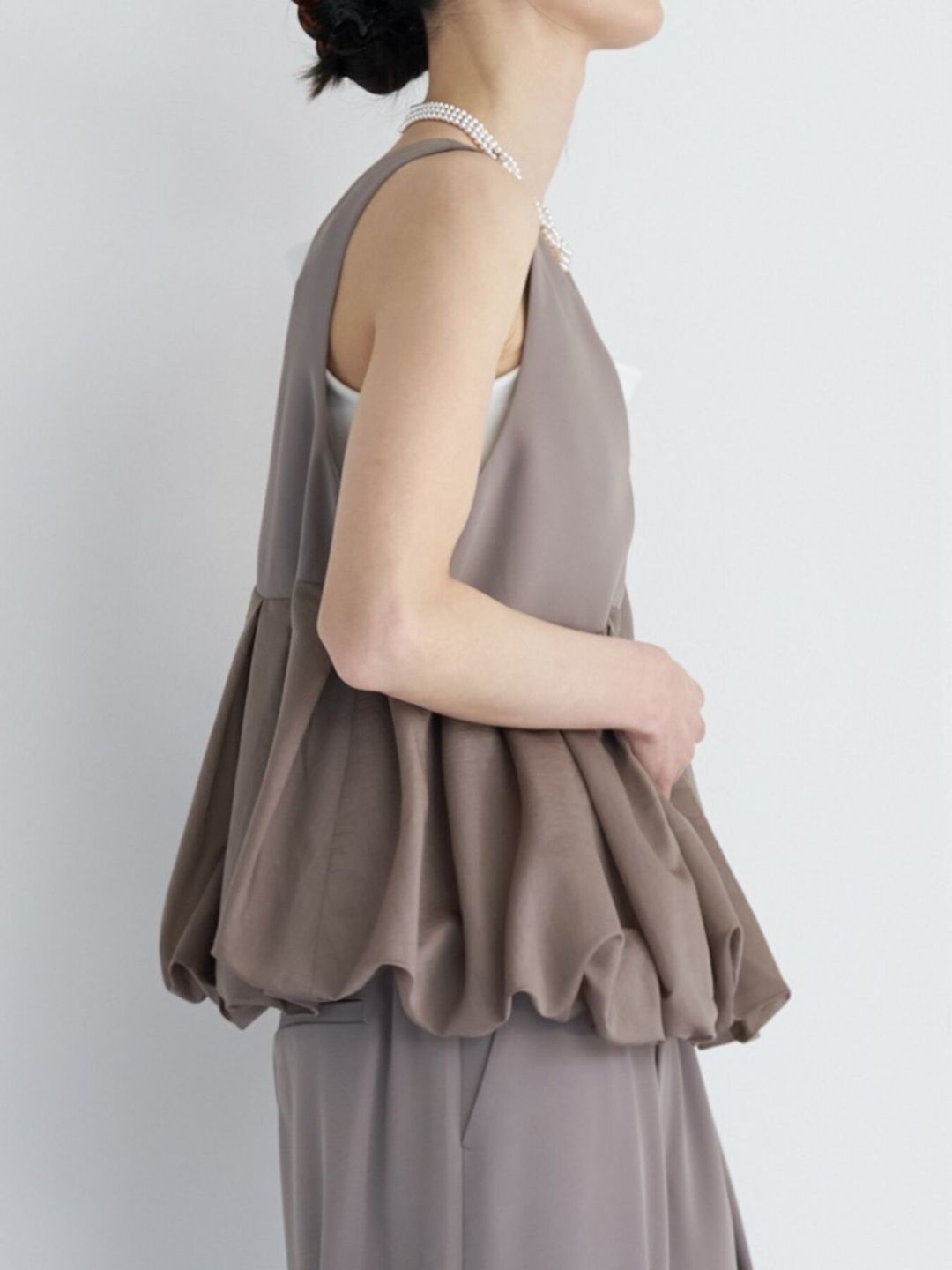 [1263-624MK] 2WAYバルーンビスチェ モカ