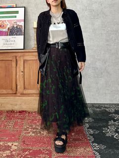 レオパードチュールスカート ブラウン