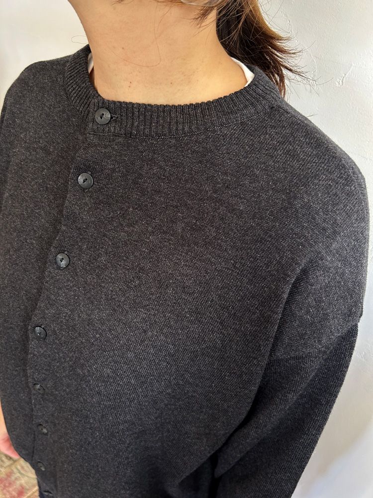 Hidamari cotton 2WAYニットカーデ チャコール杢