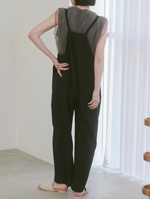 リネンブレンドサロペット ブラック