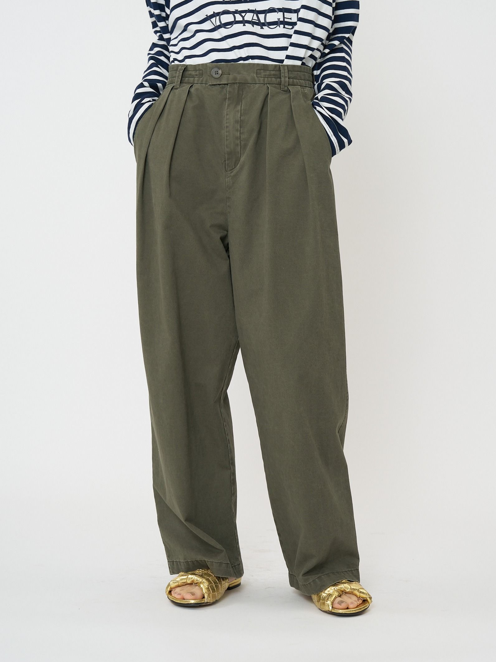 [3261-045BT] ウォッシュドチノPT カーキ