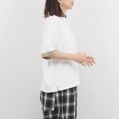 天竺xニット切り替えプルオーバー オフホワイト
