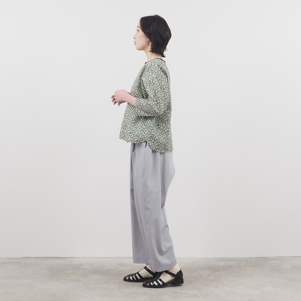 トロンとツイルタックワイドパンツ グレー