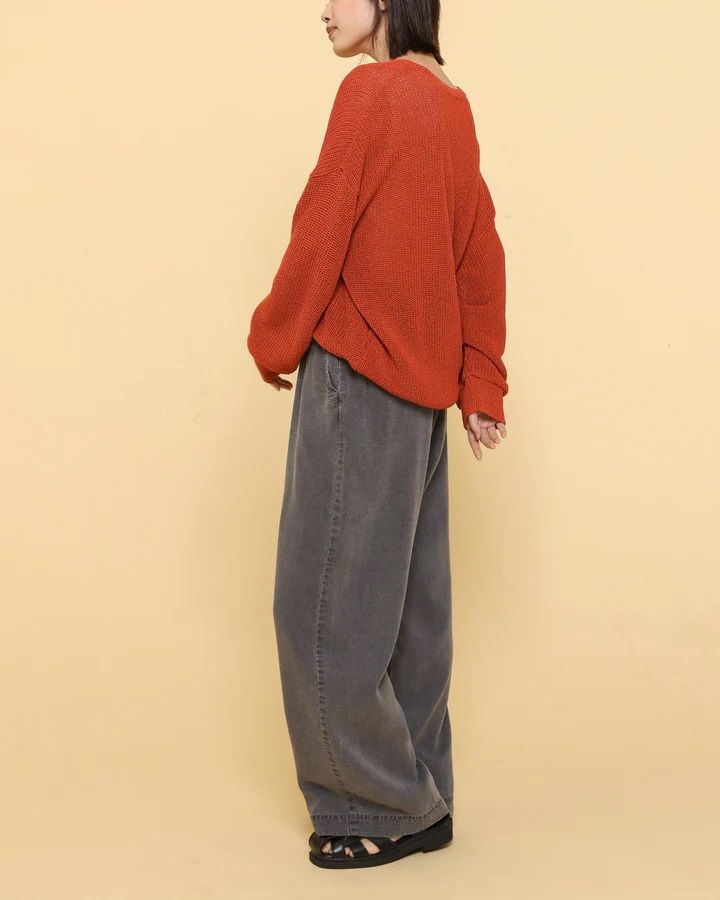 テンセルデニムワイドパンツ ブラックブリーチ