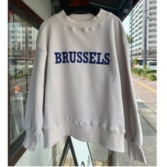 スーパーストレッチベアワッフル BRUSSELS プリントPO グレージュxネイビー