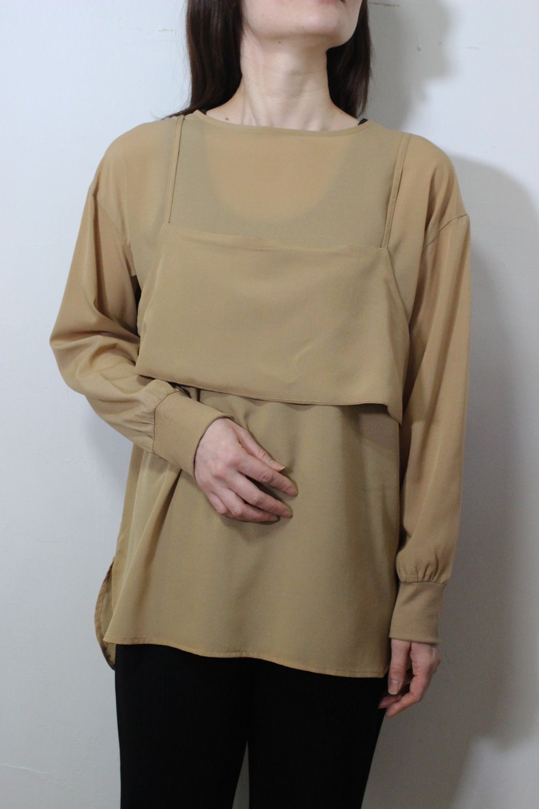 デシン キャミ付きプルオーバー ベージュ