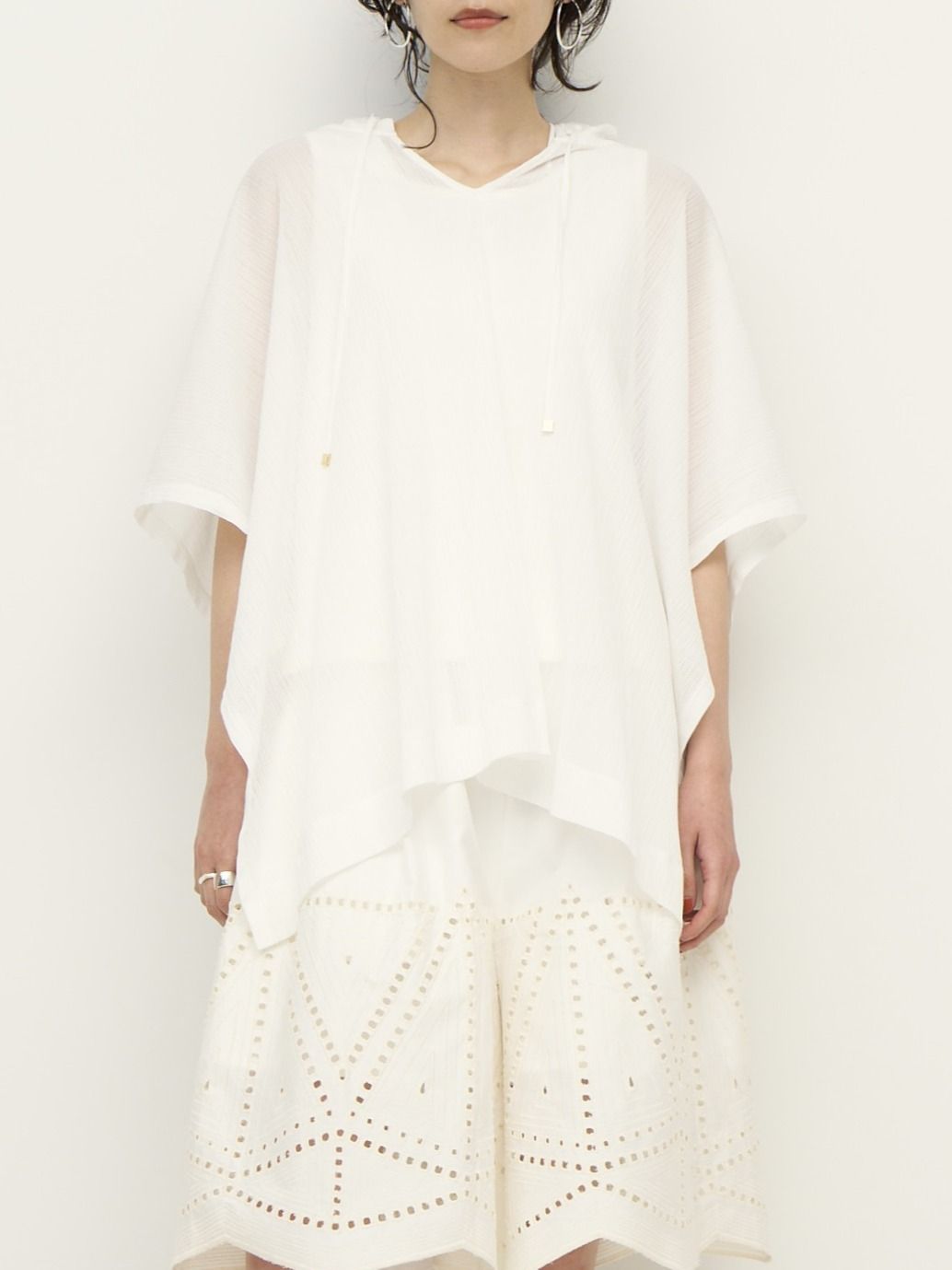 [1262-305KK] シアーメッシュポンチョTOPS ブラック