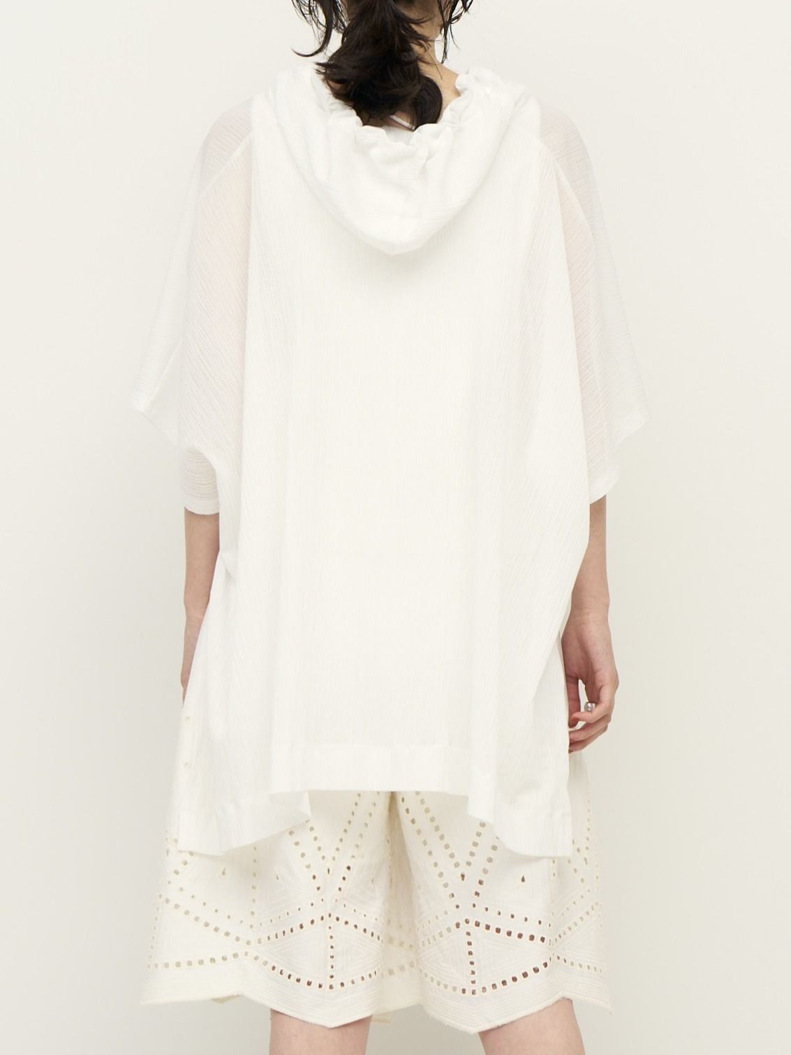 [1262-305KK] シアーメッシュポンチョTOPS ブラック