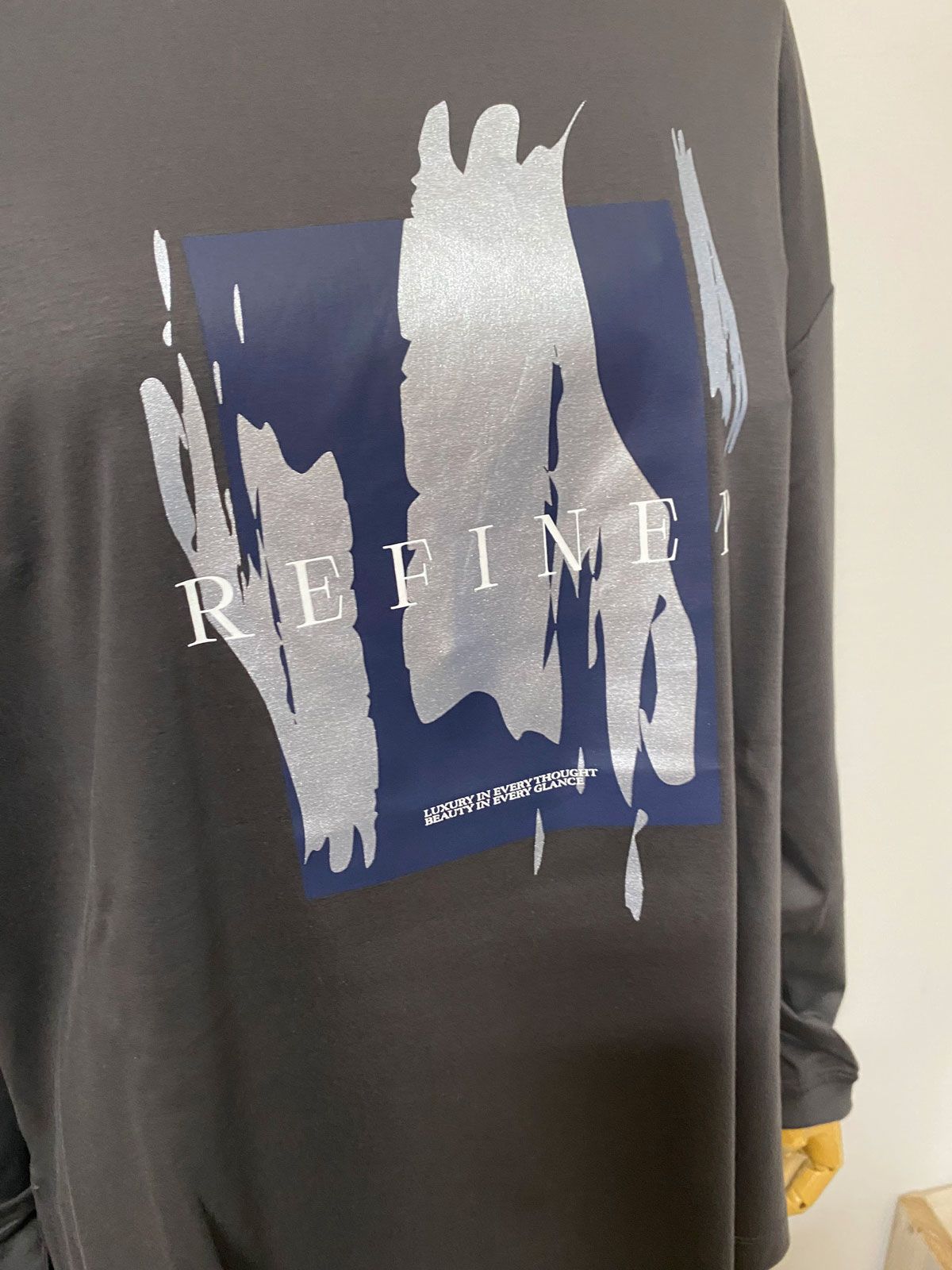 コンパクトスムース箔プリント ロングTシャツ グレー