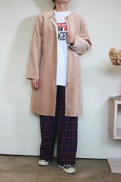 コーデュロイxキルティングダウンコート キャメル
