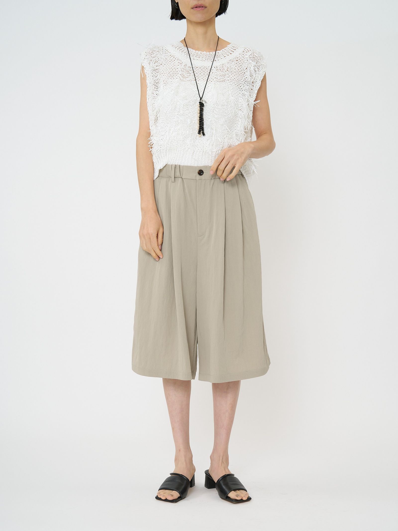 [3861-007KK] リラックスツイルキュロット ライトベージュ