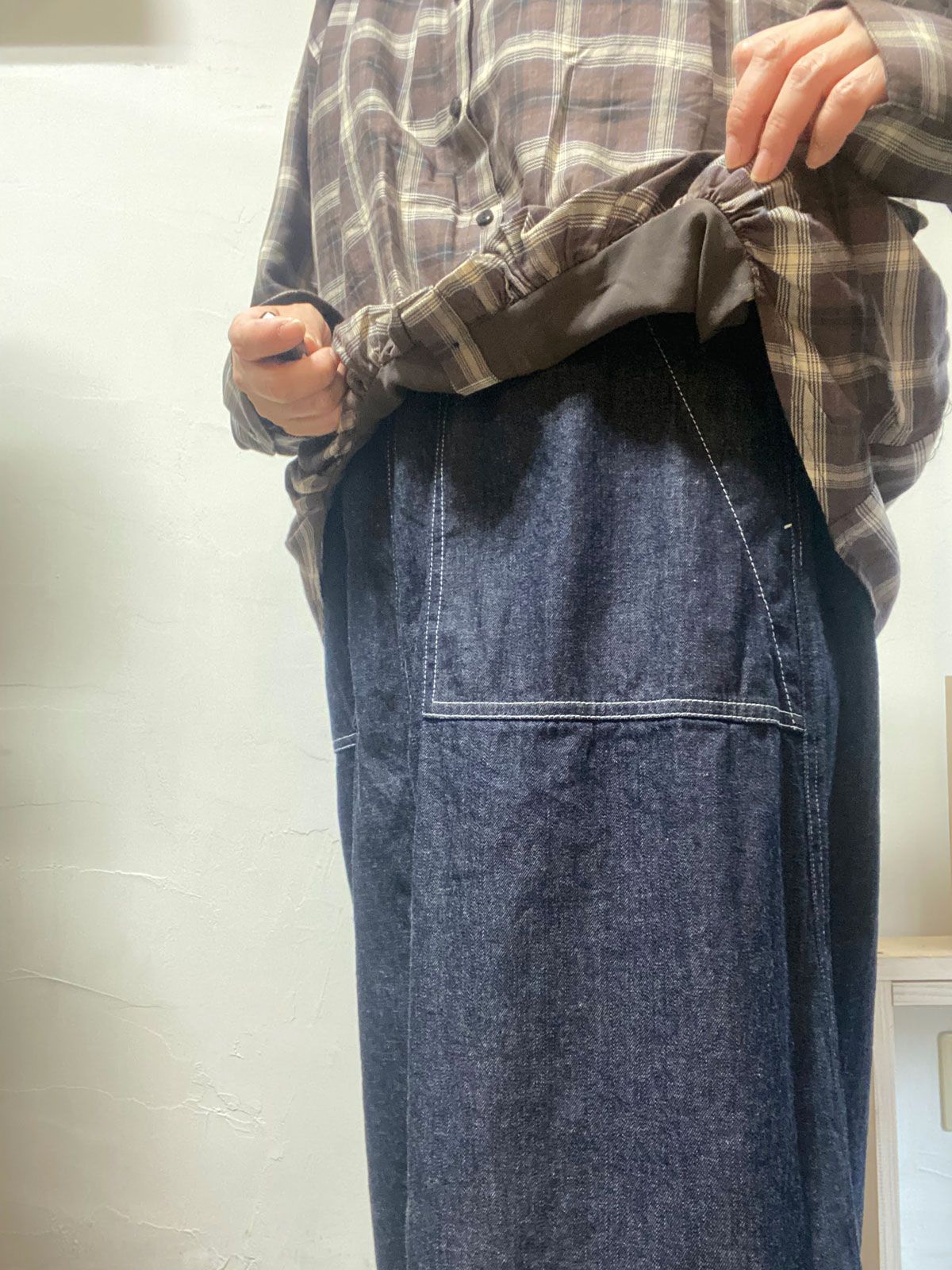 チェックフロントインシャツ ブラウン