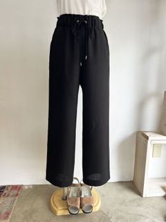 リネンライクセミワイドパンツ ブラック