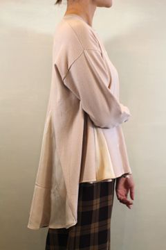 12Gミラノリブサテン切替カーディガン アイボリー