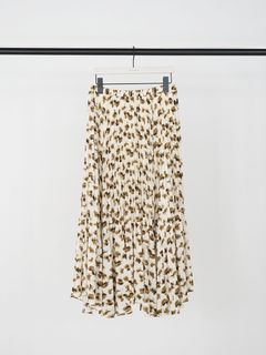 [2963-630NH] ニュアンスフラワープリーツSK アイボリー