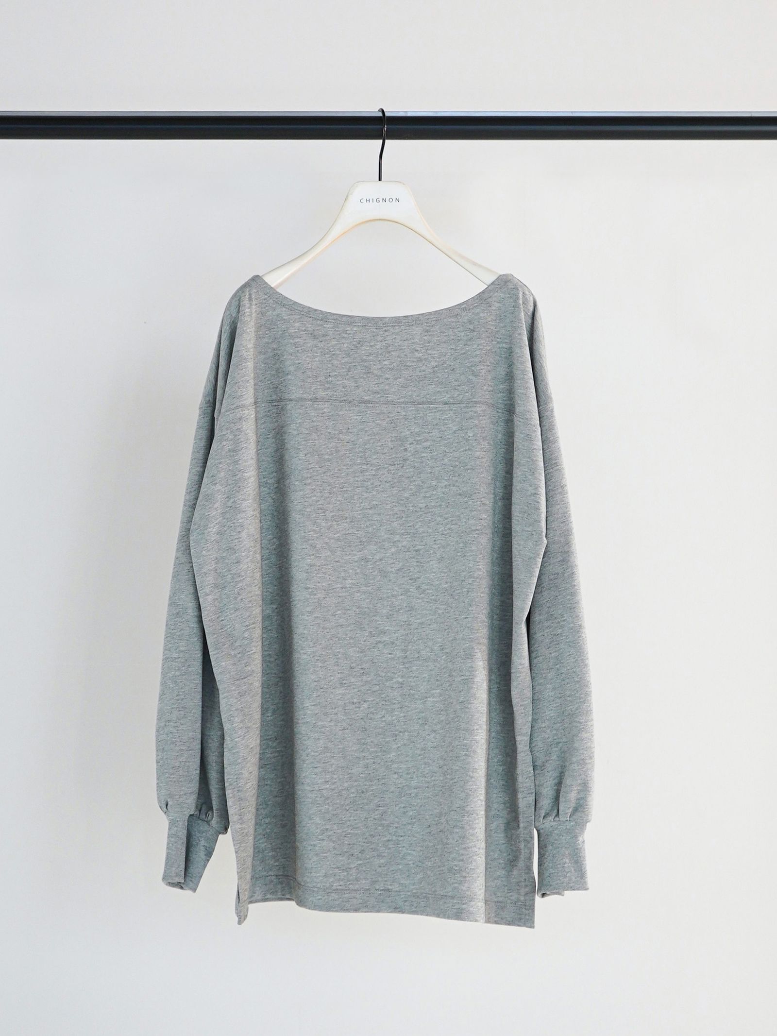 [8261-015KK] 度詰天竺ボートネックロンT グレー