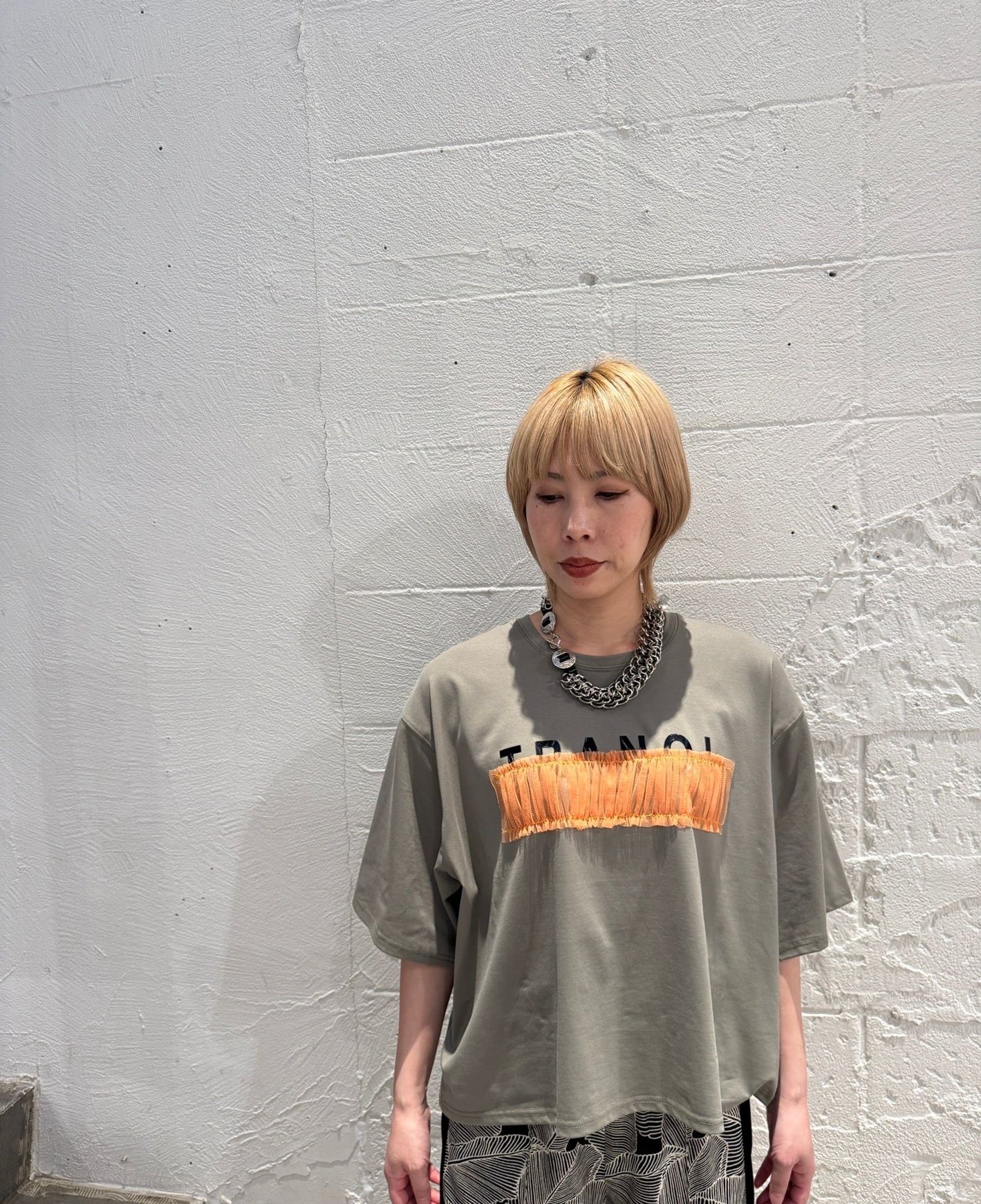 tulle bar TRANOI. wide tee カーキ