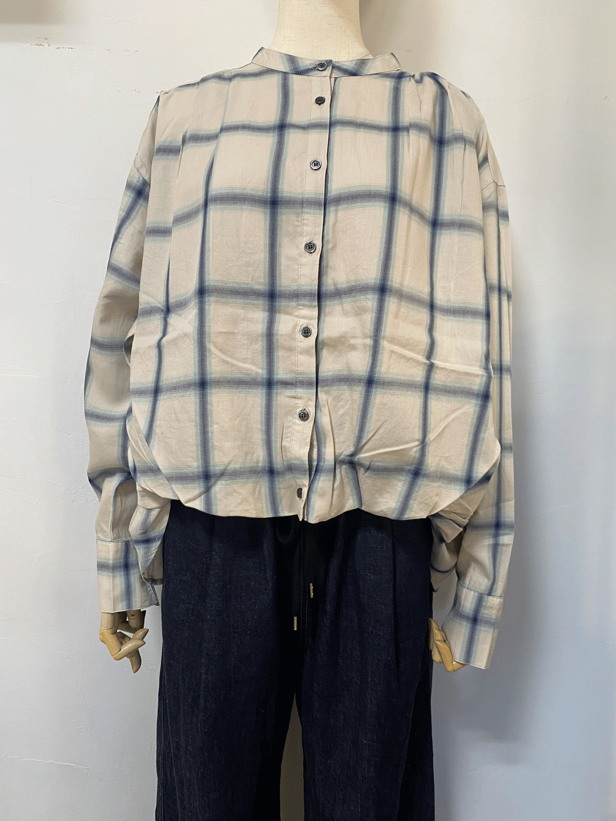 先染め チェックフロントインシャツ オフ