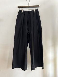 フレンチリネンワイドパンツ ブラック