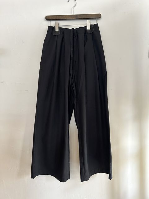 フレンチリネンワイドパンツ ブラック