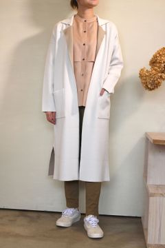 配色リバーシブルテーラードカーディガン オフホワイトxライトベージュ