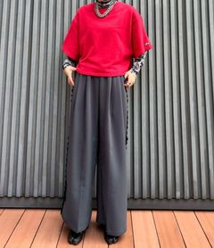 サイドプリーツワイドパンツ チャコール