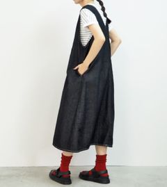 8ozムラデニムジャンパースカート ブラック