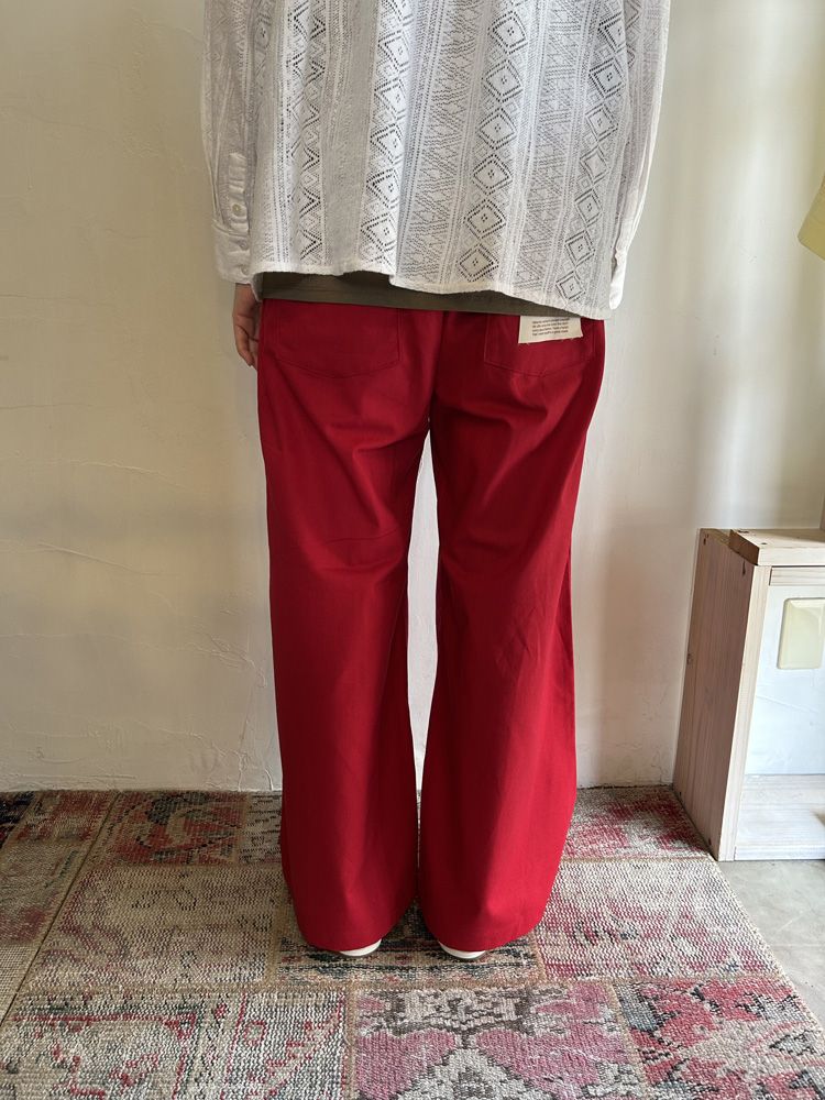 フレンチリネンワイドパンツ カーキブラウン