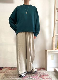 杢ストライプタックパンツ ベージュ