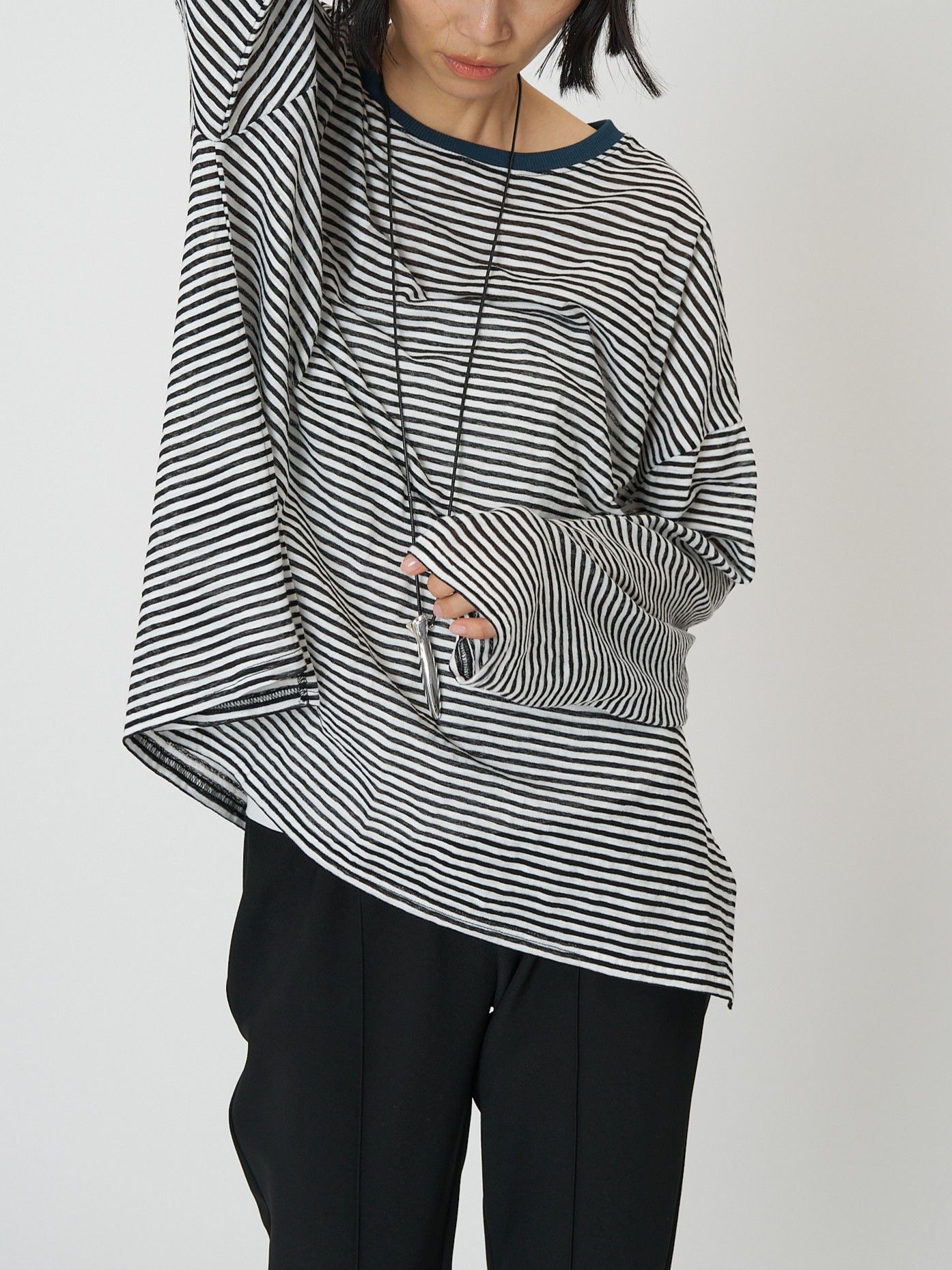 [8461-107KK] シアーボーダーTee グリーン