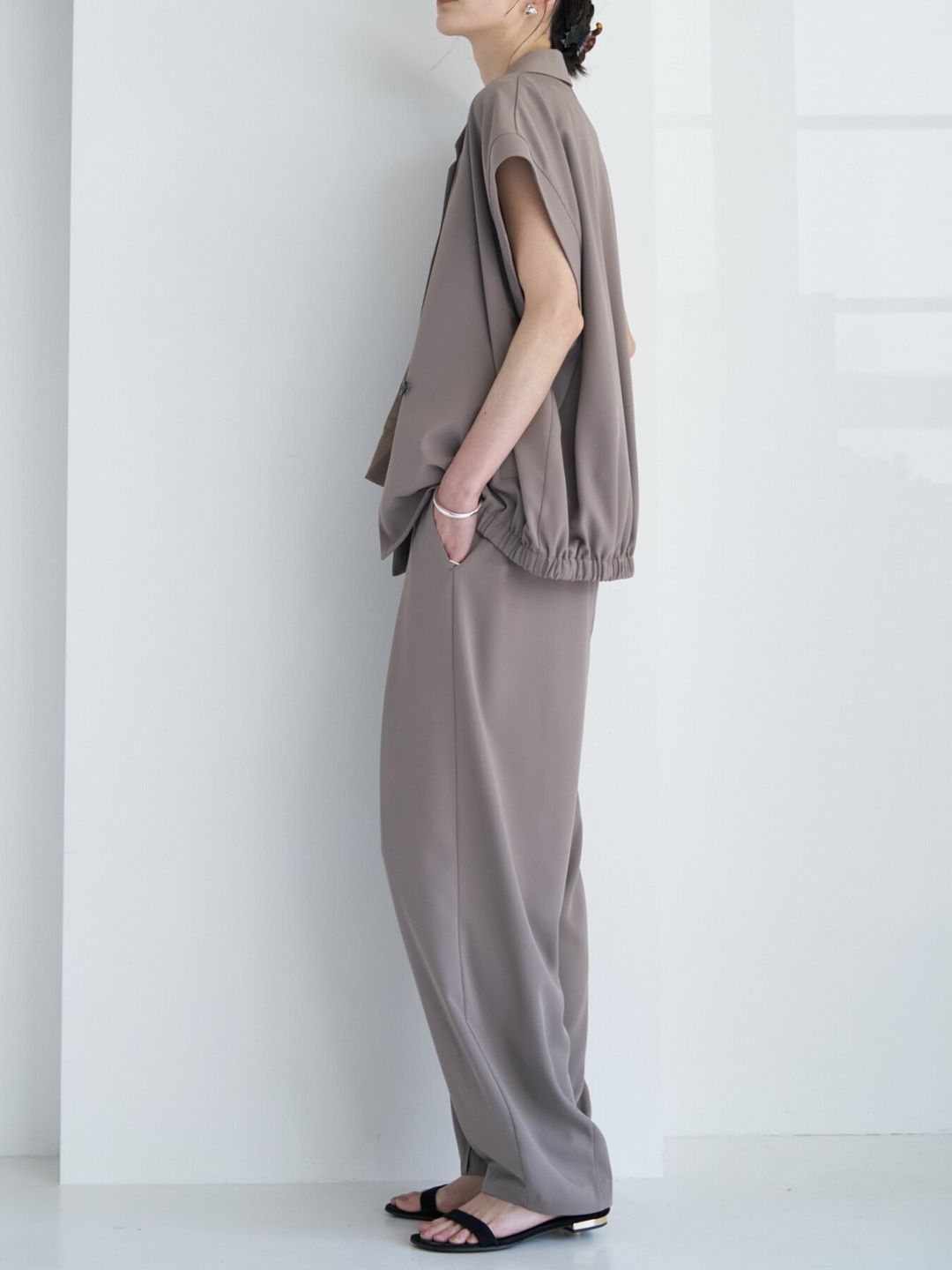 [4263-623MK] オーバーフォルムダブルジレ モカ