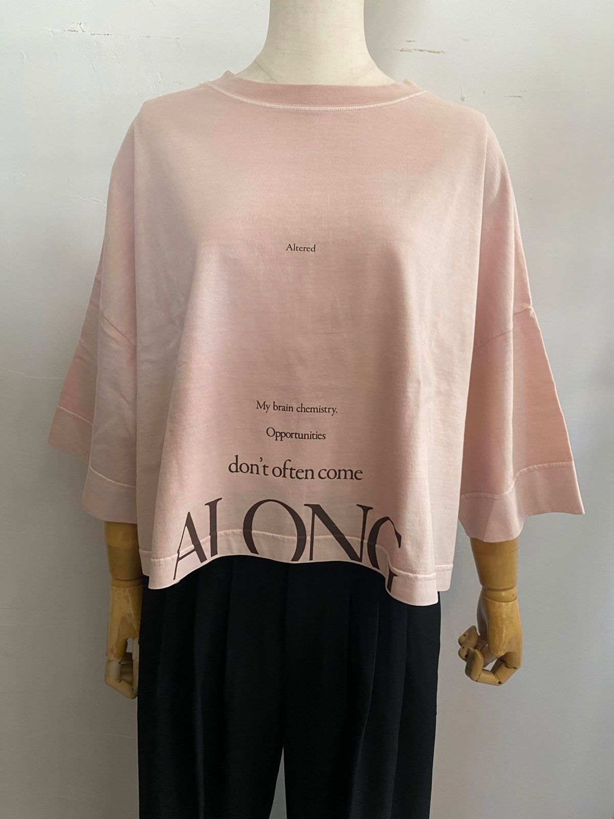 ピグメント製品染め オーバーロゴT ピンク