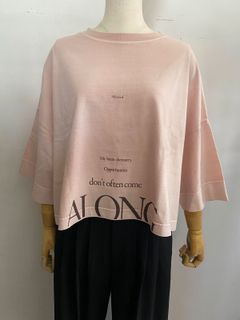 ピグメント製品染め オーバーロゴT ピンク