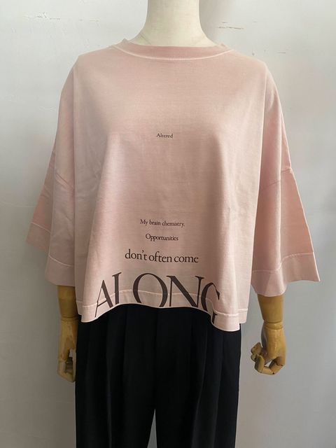 ピグメント製品染め オーバーロゴT ピンク