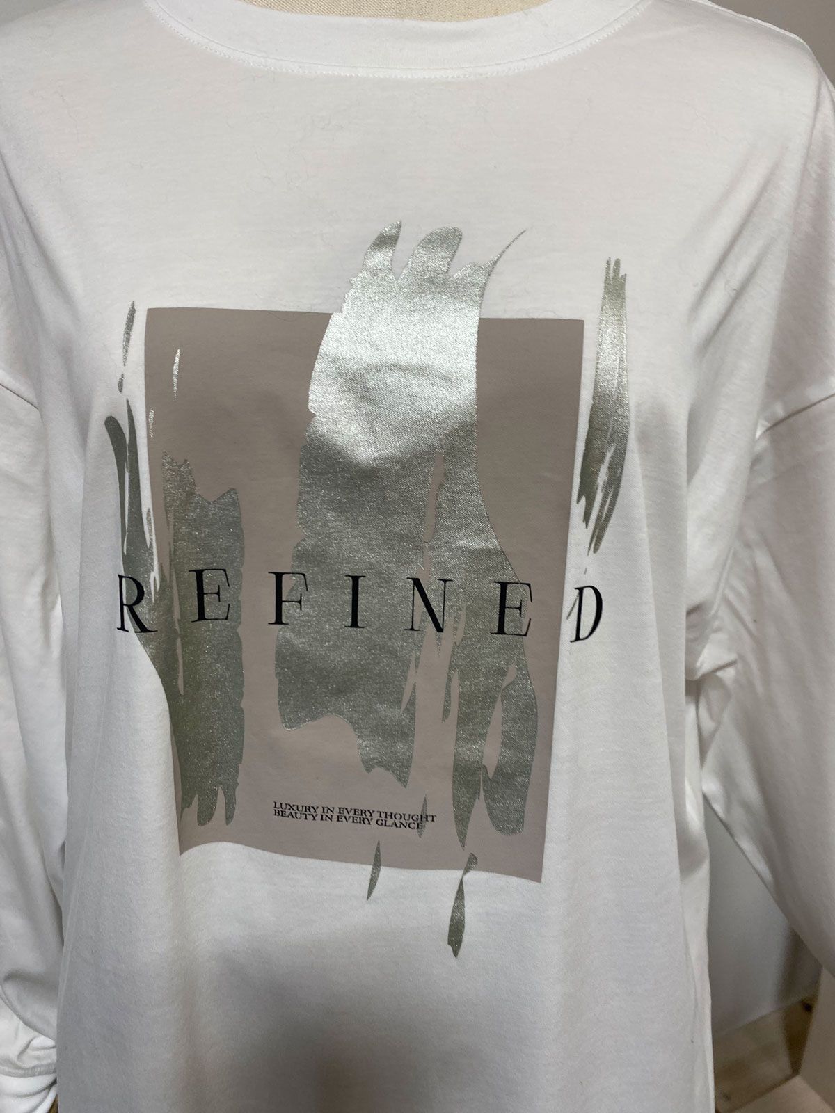 コンパクトスムース箔プリント ロングTシャツ white
