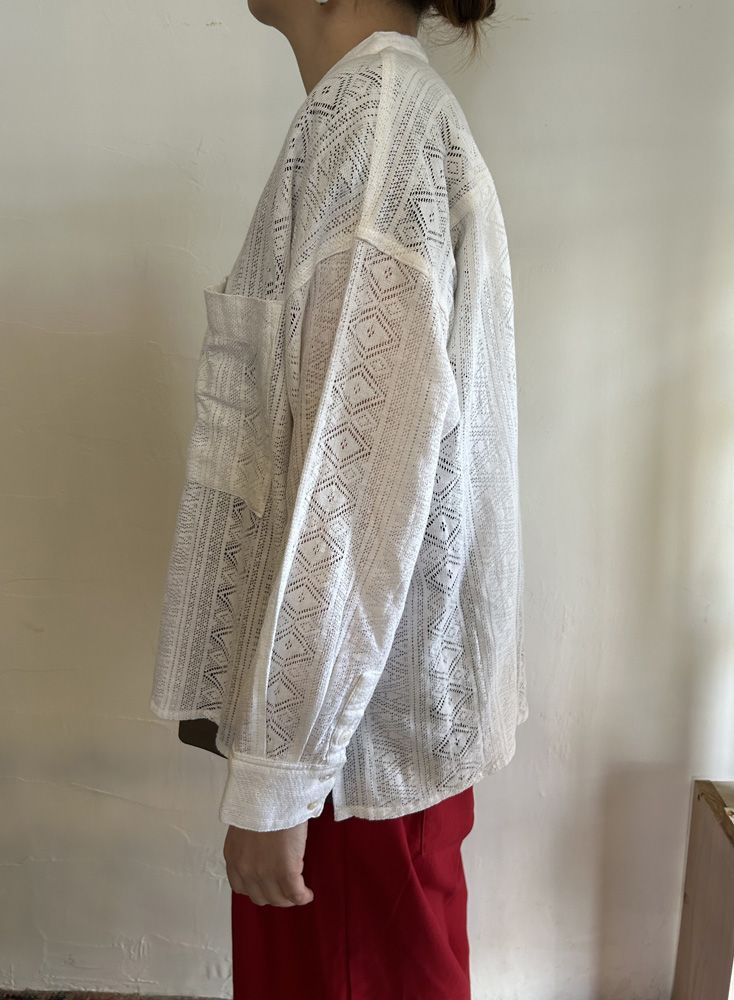 レース長袖シャツ ブラック