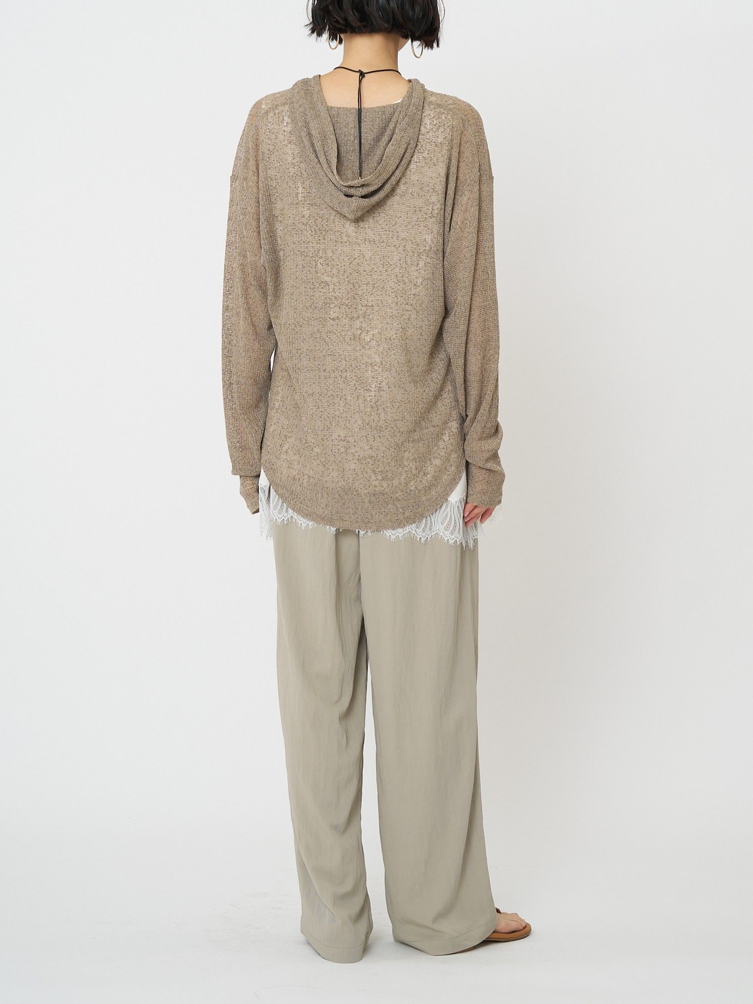 [8861-068GL] シアーフーディニットソー ベージュ