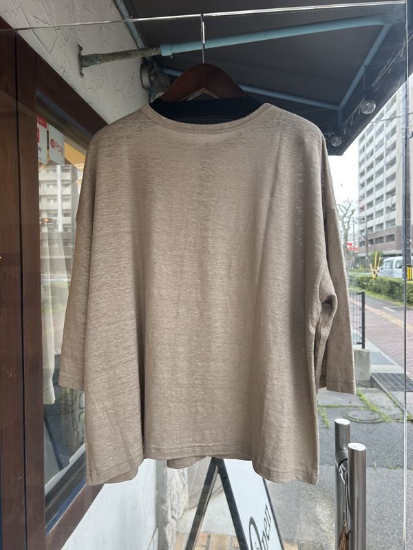 リバイバルリネンワイドカーディガン ストーンベージュ